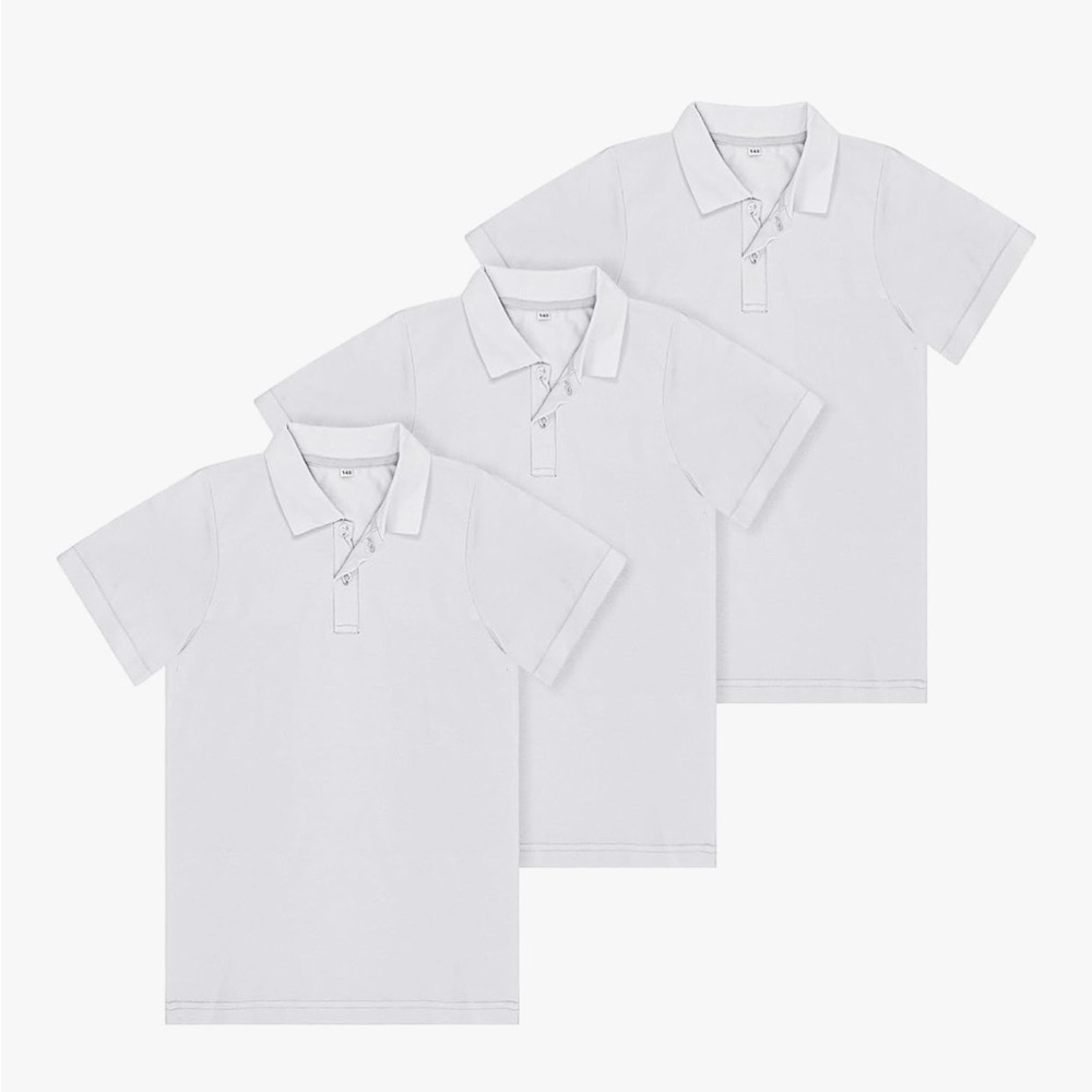 248 NIB Toulite 3 Pcs‎ Short Sleeve Solid Polo Shirt Boys Girls-Size: 130 (8-9Y)